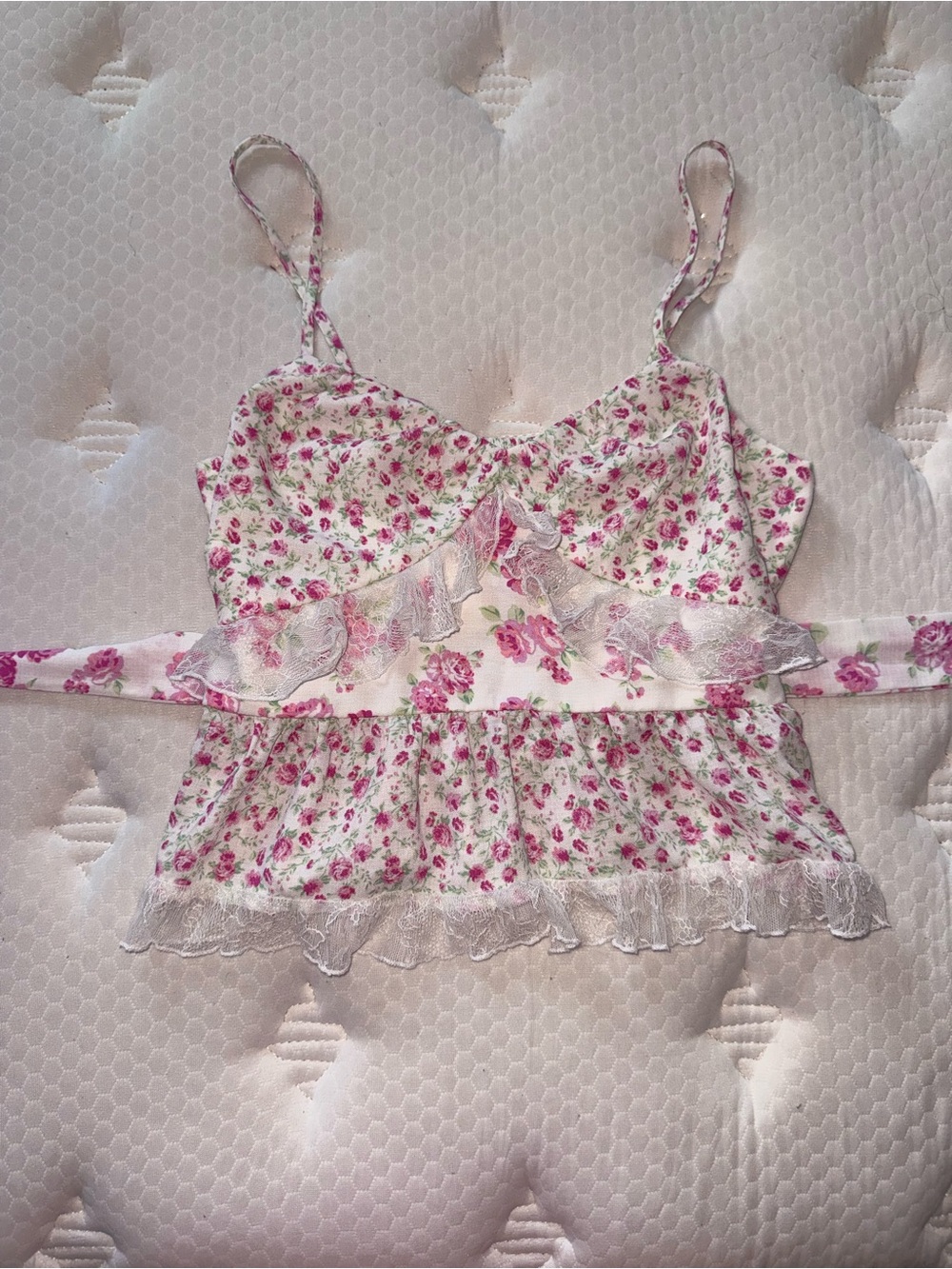 106. Trixxi Floral Pink Ruffle Cami Top - Women
